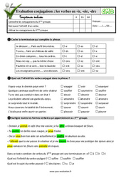 Les verbes en - ir, - oir, - dre - Examen Evaluation- Fiches QCM - Quiz  : 7ème Harmos - PDF à imprimer