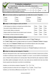 Imparfait des verbes fréquents être, avoir, faire, dire aller - Examen Evaluation- Fiches QCM - Quiz  : 7ème Harmos - PDF à imprimer