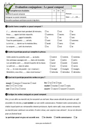 Le passé composé - Examen Evaluation- Fiches QCM - Quiz  : 7ème Harmos - PDF à imprimer