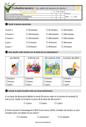 Les unités de mesure de durées - Examen Evaluation- Fiches QCM - Quiz : 4ème Harmos - PDF à imprimer