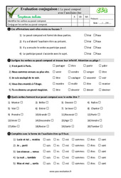 Le passé composé  avec l’auxiliaire être - Examen Evaluation- Fiches QCM - Quiz : 5ème Harmos - PDF à imprimer