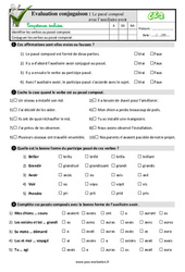 Le passé composé avec l’auxiliaire avoir - Examen Evaluation- Fiches QCM - Quiz : 5ème Harmos - PDF à imprimer