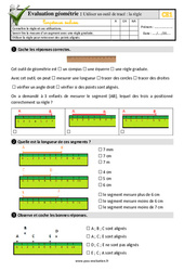 Utiliser un outil de tracé - Fiches la règle - Examen Evaluation- Fiches QCM - Quiz : 4ème Harmos - PDF à imprimer