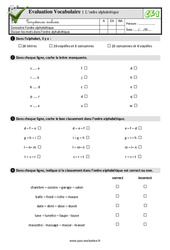 L’ordre alphabétique - Examen Evaluation- Fiches QCM - Quiz : 4ème Harmos - PDF à imprimer