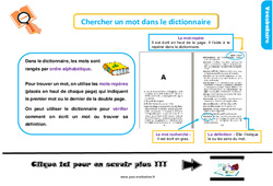 Evaluation avec la correction sur comment chercher un mot dans le dictionnaire - Bilan  : 4ème Harmos - PDF à imprimer