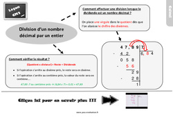 Bilan  - Division d’un nombre décimal par un entier - Examen Evaluation avec la correction : 7ème Harmos - PDF à imprimer