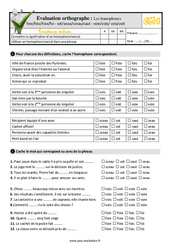 Les homophones lexicaux - Fiches foie/fois/Foix/foi - sot/seau/sceau/saut - voie/voix/ vois/voit - Examen Evaluation- Fiches QCM - Quiz : 6ème Harmos - PDF à imprimer