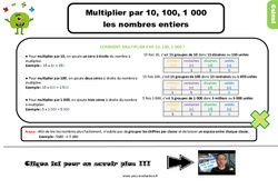 Evaluation et bilan sur multiplier par 10, 100, 1 000 avec les corrections : 5ème Harmos - PDF à imprimer