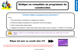 Evaluation et bilan sur rédiger ou compléter un programme de construction : 6ème Harmos - PDF à imprimer