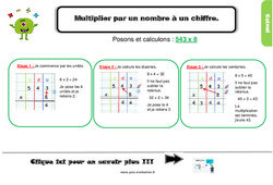 Bilan  sur multiplier par un nombre à un chiffre - Examen Evaluation avec le corrigé : 6ème Harmos - PDF à imprimer