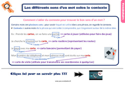 Les différents sens d’un mot selon le contexte - Examen Evaluation et bilan  avec le corrigé : 5ème Harmos - PDF à imprimer