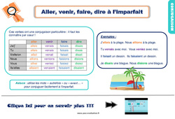 Aller, venir, faire, dire à l’imparfait - Examen Evaluation et bilan  avec le corrigé : 4ème Harmos - PDF à imprimer