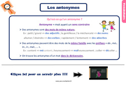 Evaluation et bilan  sur les antonymes : 5ème Harmos - PDF à imprimer