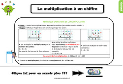 Bilan  sur la multiplication à un chiffre - Examen Evaluation avec la correction : 5ème Harmos - PDF à imprimer