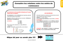 Connaître les relations entre les unités de contenance - Examen Evaluation et bilan  avec le corrigé : 5ème Harmos - PDF à imprimer