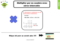 Bilan  sur multiplier par un nombre avec zéros intercalés - Examen Evaluation avec la correction : 6ème Harmos - PDF à imprimer