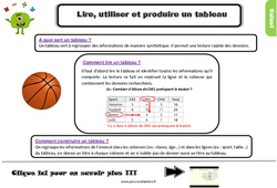 Lire, utiliser et produire un tableau - Examen Evaluation et bilan  avec le corrigé : 6ème Harmos - PDF à imprimer