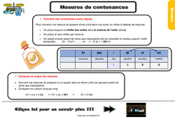 Mesures de contenances - Examen Evaluation et bilan  avec le corrigé : 6ème Harmos - PDF à imprimer