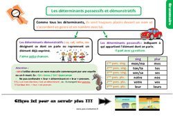 Bilan  sur les déterminants possessifs et démonstratifs - Examen Evaluation avec la correction : 6ème Harmos - PDF à imprimer