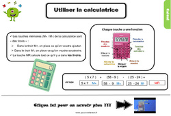 Comment utiliser la calculatrice - Bilan  : 6ème Harmos - PDF à imprimer