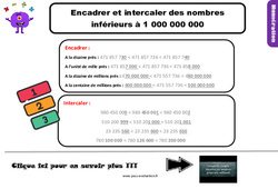 Encadrer et intercaler des nombres inférieurs à 1 000 000 000 - Examen Evaluation et bilan  avec la correction : 6ème Harmos - PDF à imprimer