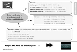 Encadrer, intercaler et arrondir des nombres inférieurs à 1 000 000 000 - Examen Evaluation et bilan  avec la correction : 7ème Harmos - PDF à imprimer