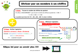 Diviser par un nombre à un chiffre - Examen Evaluation et bilan  avec le corrigé : 6ème Harmos - PDF à imprimer