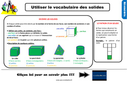 Bilan  sur utiliser le vocabulaire des solides - Examen Evaluation avec la correction : 5ème Harmos - PDF à imprimer