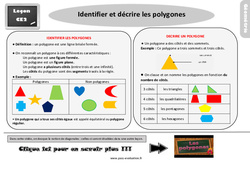 Evaluation avec le corrigé sur identifier et décrire les polygones - Bilan  : 5ème Harmos - PDF à imprimer