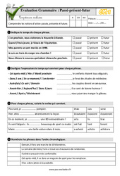 Passé, présent, futur - Examen Evaluation- Fiches QCM - Quiz : 6ème Harmos - PDF à imprimer