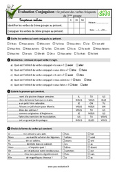 Le présent des verbes fréquents du  groupe - Examen Evaluation- Fiches QCM - Quiz : 6ème Harmos - PDF à imprimer