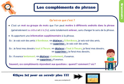 Evaluation avec le corrigé - Les compléments de phrase - Bilan  : 5ème Harmos - PDF à imprimer