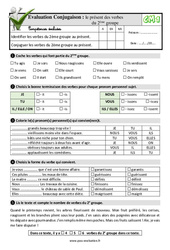 Le présent des verbes du 2ème groupe - Examen Evaluation- Fiches QCM - Quiz : 6ème Harmos - PDF à imprimer