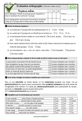 Fin des verbes en [é] - Examen Evaluation- Fiches QCM - Quiz : 7ème Harmos - PDF à imprimer