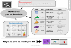 Evaluation avec le corrigé - Identifier les patrons de solides - Bilan  : 7ème Harmos - PDF à imprimer