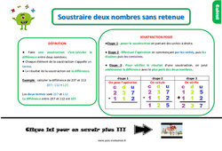 Bilan  sur soustraire deux nombres entiers sans retenue - Examen Evaluation avec le corrigé : 4ème Harmos - PDF à imprimer