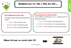 Evaluation et bilan sur Multiplier par 10, 100, 1 000, 20, 300 ... avec les corrections : 6ème Harmos - PDF à imprimer