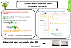 Diviser deux entiers avec quotient décimal - Examen Evaluation et bilan  avec le corrigé : 7ème Harmos - PDF à imprimer