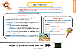 Evaluation et bilan  sur les synonymes : 7ème Harmos - PDF à imprimer