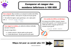 Comparer et ranger les nombres inférieurs à 100 000 - Examen Evaluation et bilan  avec la correction : 6ème Harmos - PDF à imprimer