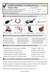 Les compléments du nom - Examen Evaluation- Fiches QCM - Quiz : 7ème Harmos - PDF à imprimer