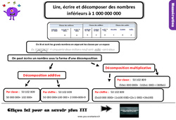 Lire, écrire et décomposer des nombres inférieurs à 1 000 000 000 - Examen Evaluation et bilan  avec les corrigés : 6ème Harmos - PDF à imprimer