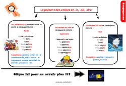 Présent des verbes en - ir, - oir, - dre - Examen Evaluation et bilan  : 6ème Harmos - PDF à imprimer