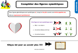 Compléter des figures symétriques - Examen Evaluation et bilan  avec le corrigé : 6ème Harmos - PDF à imprimer