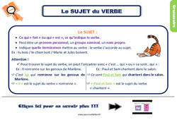 Bilan  sur le sujet du verbe - Examen Evaluation avec le corrigé : 5ème Harmos - PDF à imprimer