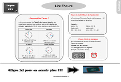 Evaluation sur lire l'heure - Bilan  : 5ème Harmos - PDF à imprimer