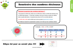 Evaluation et bilan sur la soustraction des nombres décimaux : 6ème Harmos - PDF à imprimer