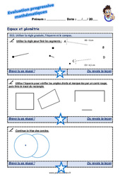 Utiliser la règle graduée, l’équerre et le compas - Examen Evaluation progressive  : 5ème Harmos - PDF à imprimer