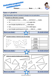 Reconnaître, décrire et nommer le triangle et ses cas particuliers - Examen Evaluation progressive  : 5ème Harmos - PDF à imprimer