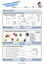 Reconnaître et nommer quelques solides - Examen Evaluation progressive  : 5ème Harmos - PDF à imprimer